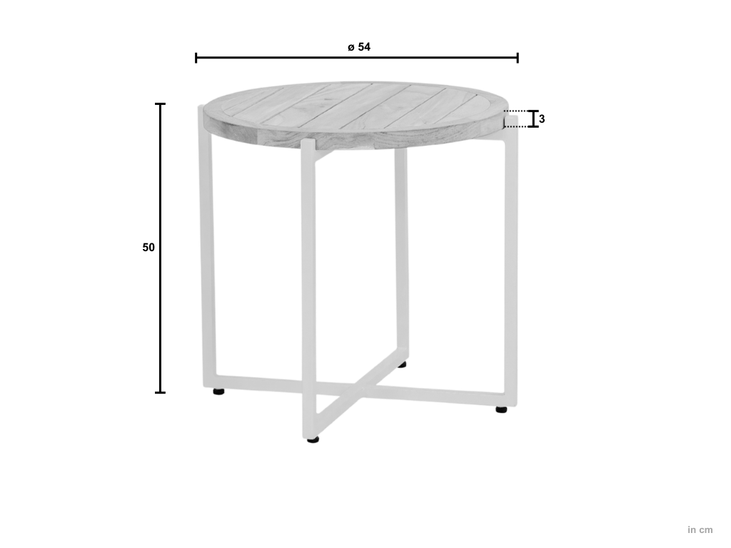 Applebee CONDOR coffee tafel Oyster frame teak top 54 cm - Afbeelding 2