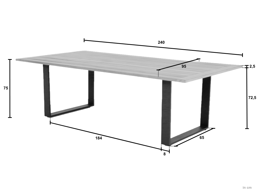 Applebee CONDOR tafel Oyster 240x95 cm - Afbeelding 2