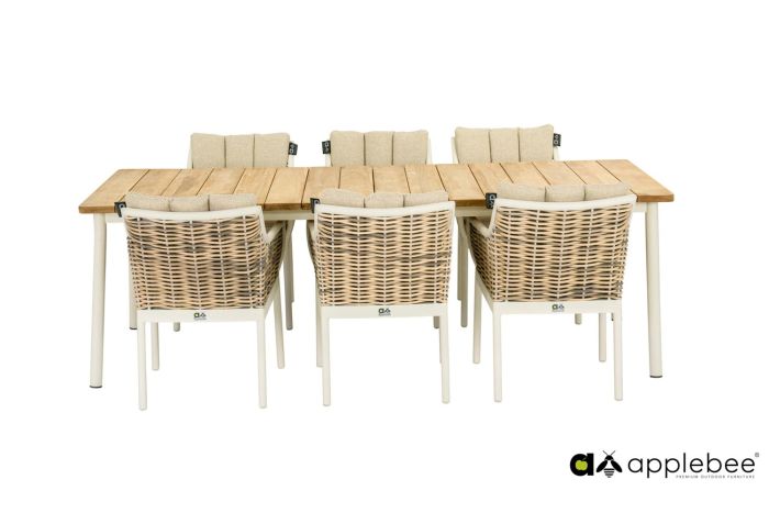 Applebee MILOU tafel teak top 240x100 cm Oyster - Afbeelding 2