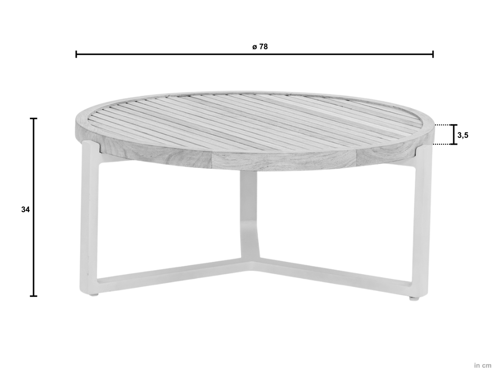 Applebee MONACO coffee tafel Oyster frame teak top 78 cm - Afbeelding 2