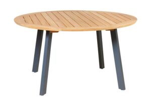 Traditional Teak Diana tafel  Ø 145 cm antraciet aluminium onderstel